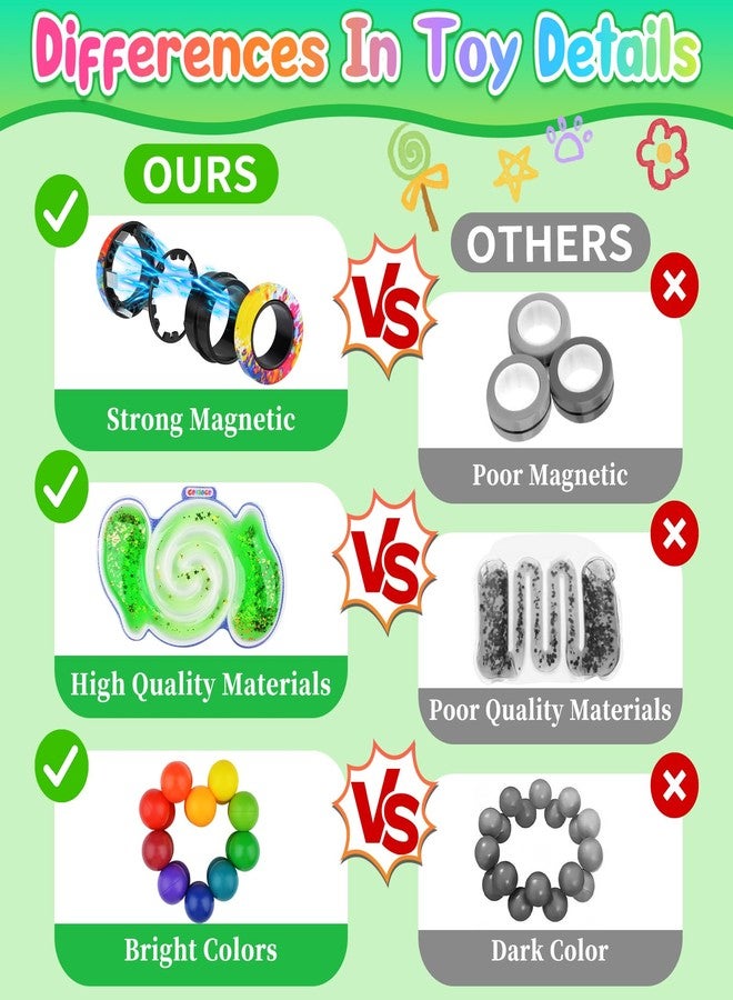 Cevioce 5Pcs Fidget Toys Adults Pack,Easter Basket Stuffers for Teens Boys,Autism Sensory Toys with Fidget Spinner Slug Magnetic Rings,Squishy Fidget Toys ADHD Stress Relief,Party Favor for Kid-G - Image 3
